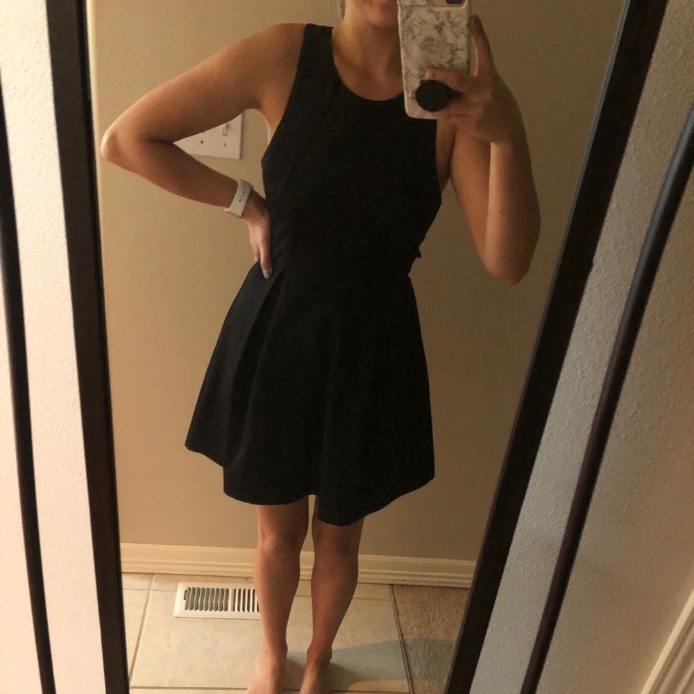 Black scoop skater dress